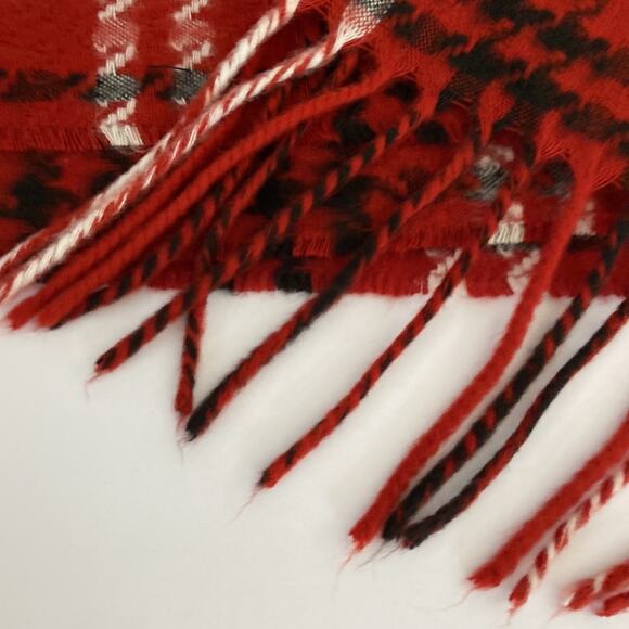 Red Plaid Winter Scarf, Women’s, Cashmink BrandMade In Germany 64 X 11.25 Inches - Picture 3 of 4